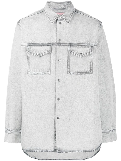 Shop Acne Studios Denim Stonewashed Shirt In Grey