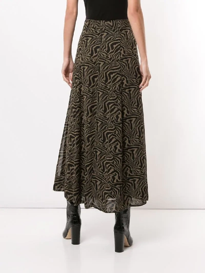 Shop Ganni Abstract Print Long Skirt In Black