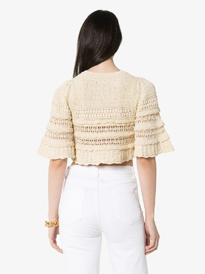 Shop Isabel Marant Crochet-knit Cropped Jumper In Neutrals