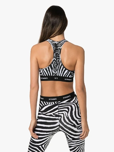 Shop Vetements Zebra-print Sports Bra In Black