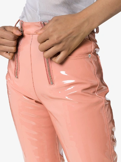 Shop Gmbh Frey Double Zip Vinyl Trousers In Pink
