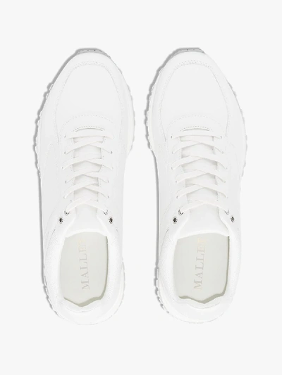 Shop Mallet White Lux Runner Leather Sneakers