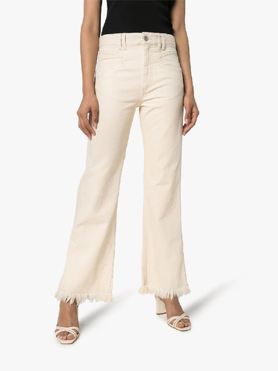 Shop Isabel Marant Elvira Frayed Jeans In White