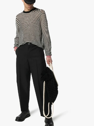 Shop Ann Demeulemeester Striped Wool Sweater In Black