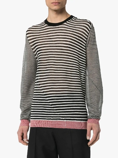 Shop Ann Demeulemeester Striped Wool Sweater In Black