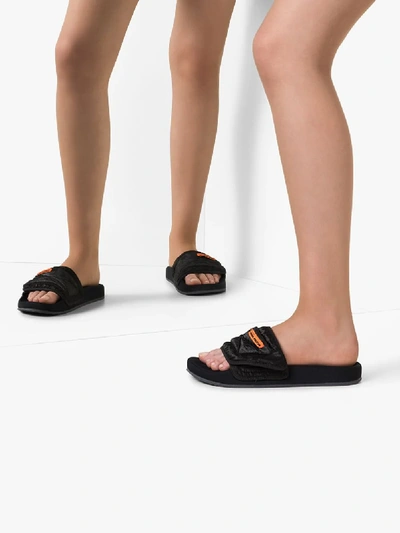 Shop Heron Preston Black Quilted Sandals