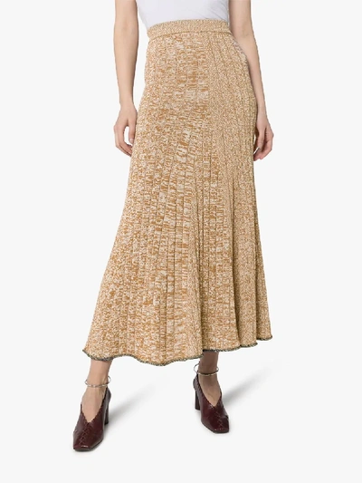 Shop Joseph Sally Ribbed Knit Midi Skirt In Brown