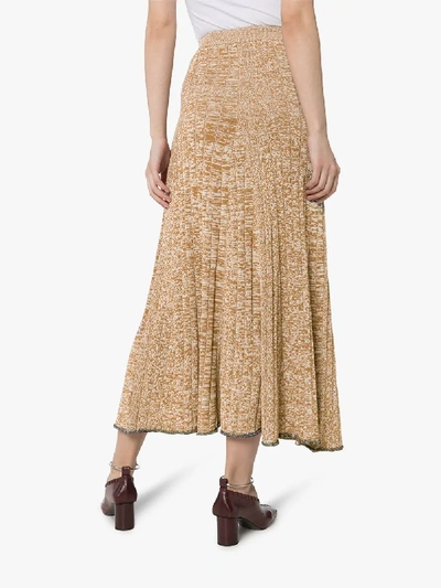 Shop Joseph Sally Ribbed Knit Midi Skirt In Brown