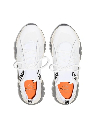 Shop Versace White Squalo Gv Signature Print Sneakers