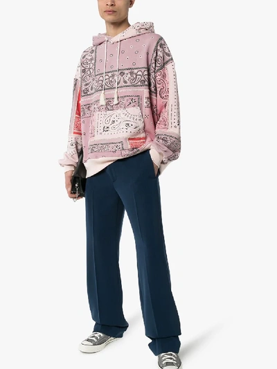 Shop Amiri Bandana Print Cotton Hoodie In Pink