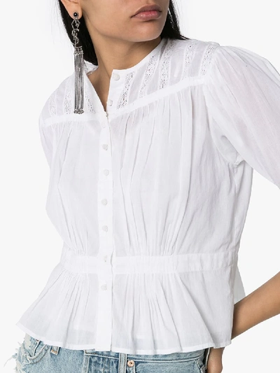 Shop Mimi Prober Barton Lace Embroidered Cotton Blouse In White
