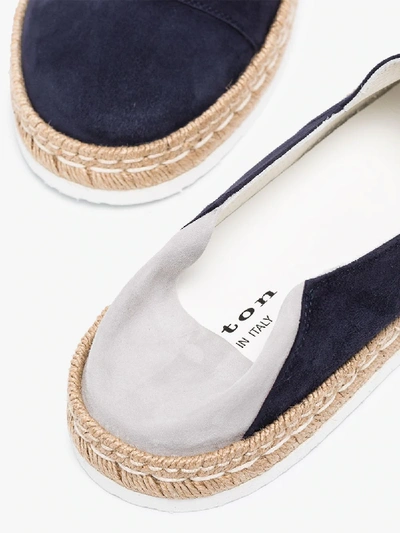 Shop Kiton Black And Grey Suede Leather Espadrilles In Blue