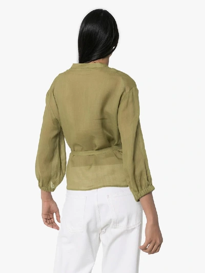 Shop Three Graces Haddie Waist Tie Top In Green