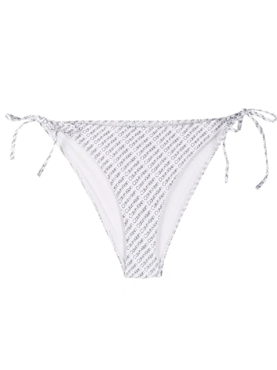 Calvin Klein Diagonal Logo Bikini Bottoms In White