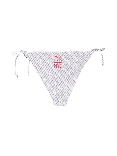 Calvin Klein Diagonal Logo Bikini Bottoms In White