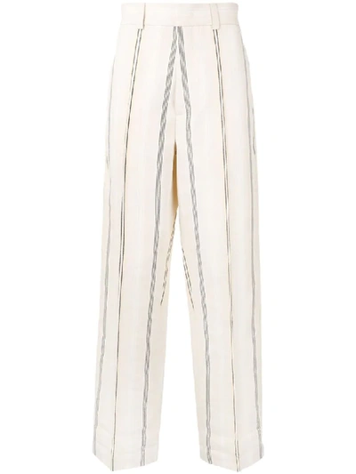 Shop Jil Sander Stripe Loose Fit Trousers In Neutrals