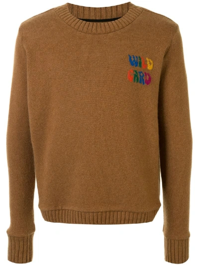 Shop The Elder Statesman Wild Card Cashmere Slogan Jumper In Brown