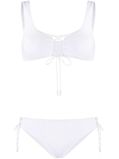 Shop Off-white Crisscross Lace-up Bikini In White