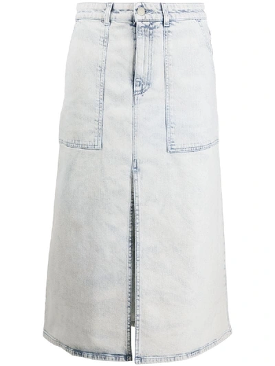Shop Stella Mccartney High Waist Denim Skirt In Blue