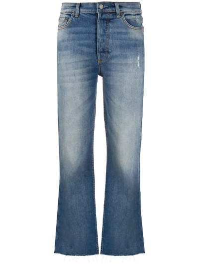 Shop Boyish Denim The Brady Cropped Flared Jeans In Blue