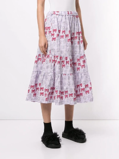 Shop Comme Des Garcons Girl Printed Ruffle Layered Skirt In Purple