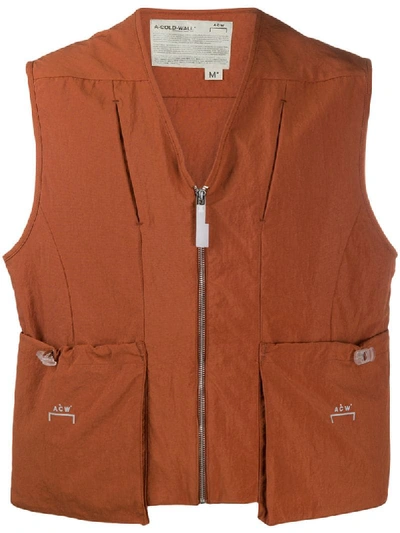 Shop A-cold-wall* Two Pocket Zipped Vest In Orange