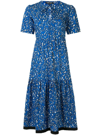 Shop Markus Lupfer Geometric Patterned Midi Dress In Blue