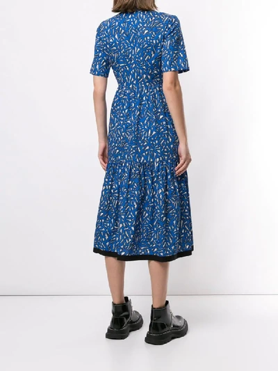 Shop Markus Lupfer Geometric Patterned Midi Dress In Blue