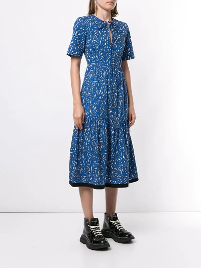Shop Markus Lupfer Geometric Patterned Midi Dress In Blue