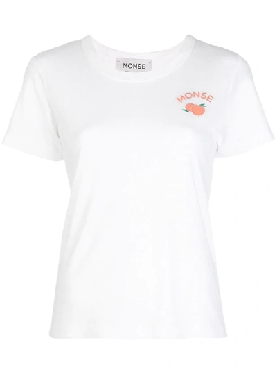 Shop Monse Fitted Orange Embroidered T-shirt In White