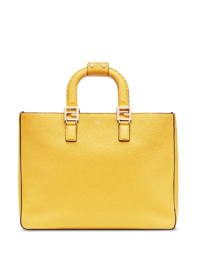 Shop Fendi Medium Ff Tote Bag In Yellow