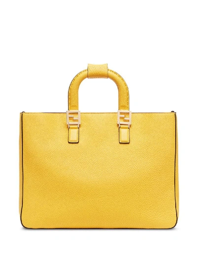 Shop Fendi Medium Ff Tote Bag In Yellow