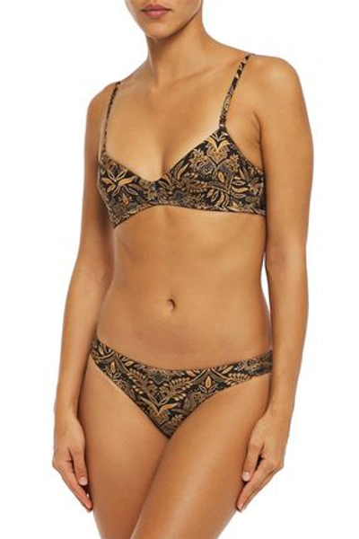 Shop Zimmermann Tali Printed Triangle Bikini Top In Black