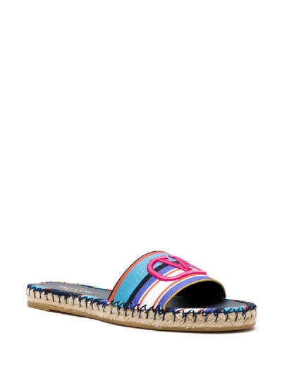 Shop Valentino Vlogo-embroidered Slide Sandals In Blue