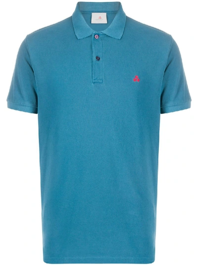 Shop Peuterey Short Sleeve Logo Polo Shirt In Blue