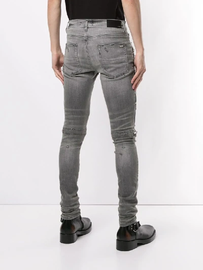 Shop Amiri Distressed Skinny Jeans In Grey