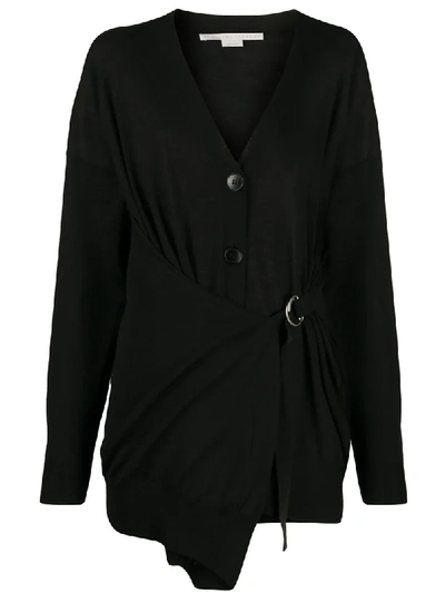 Shop Stella Mccartney Wrap-style Buckle-strap Cardigan In Black