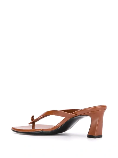 Shop Reike Nen Square Toe Thong Mules In Brown