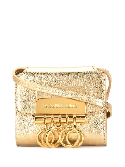 Shop Dsquared2 Ring Detailing Strap Cardholder In Gold