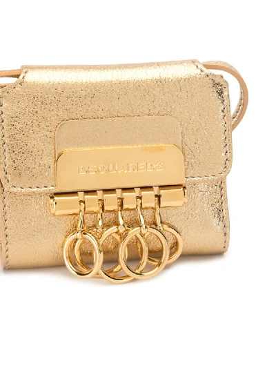 Shop Dsquared2 Ring Detailing Strap Cardholder In Gold