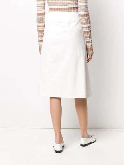 Shop Moncler Wrap-style Asymmetric Midi-skirt In White