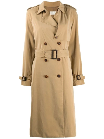 Shop The Row Double Breasted Trench Coat In Neutrals