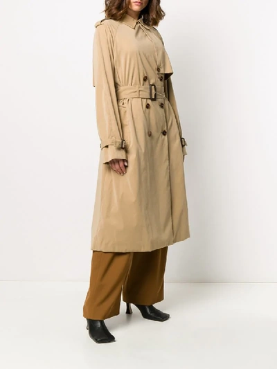 Shop The Row Double Breasted Trench Coat In Neutrals