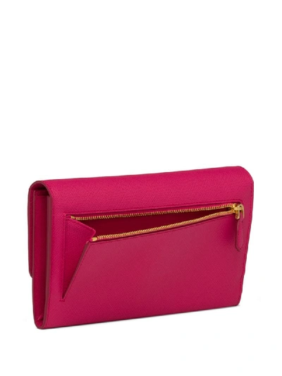 Shop Prada Bi-fold Continental Wallet In Pink