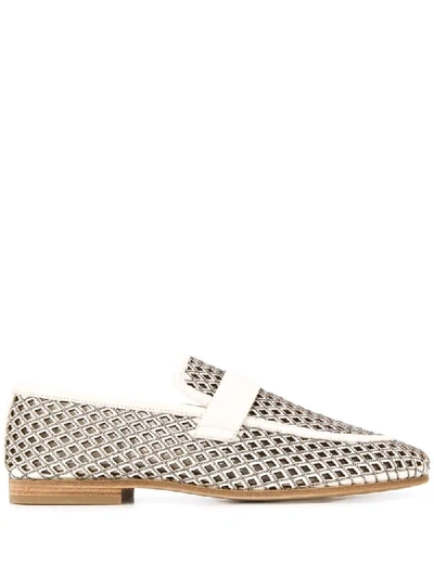Shop Brunello Cucinelli Perforated Design Loafers In Neutrals