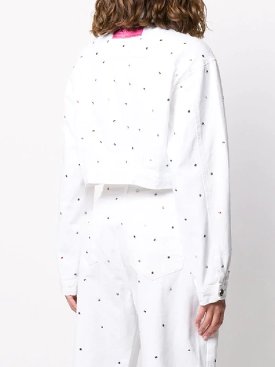 Shop Ireneisgood Embellished Denim Jacket In White