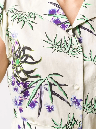Shop Kenzo Floral-print Shirt Dress In Neutrals