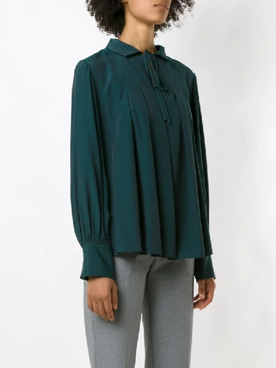 Shop Alcaçuz Russa Tied Neck Blouse In Green