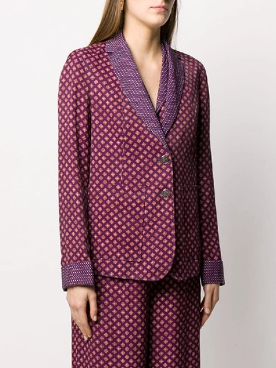 Shop Temperley London Cecilia Geometric Print Blazer In Purple