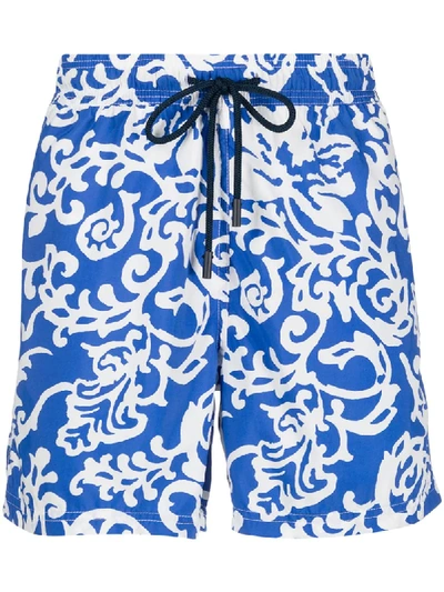 Shop Etro Paisley Drawstring Swim Shorts In Blue